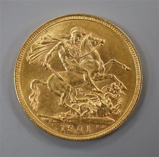 A Victoria 1901 gold full sovereign.